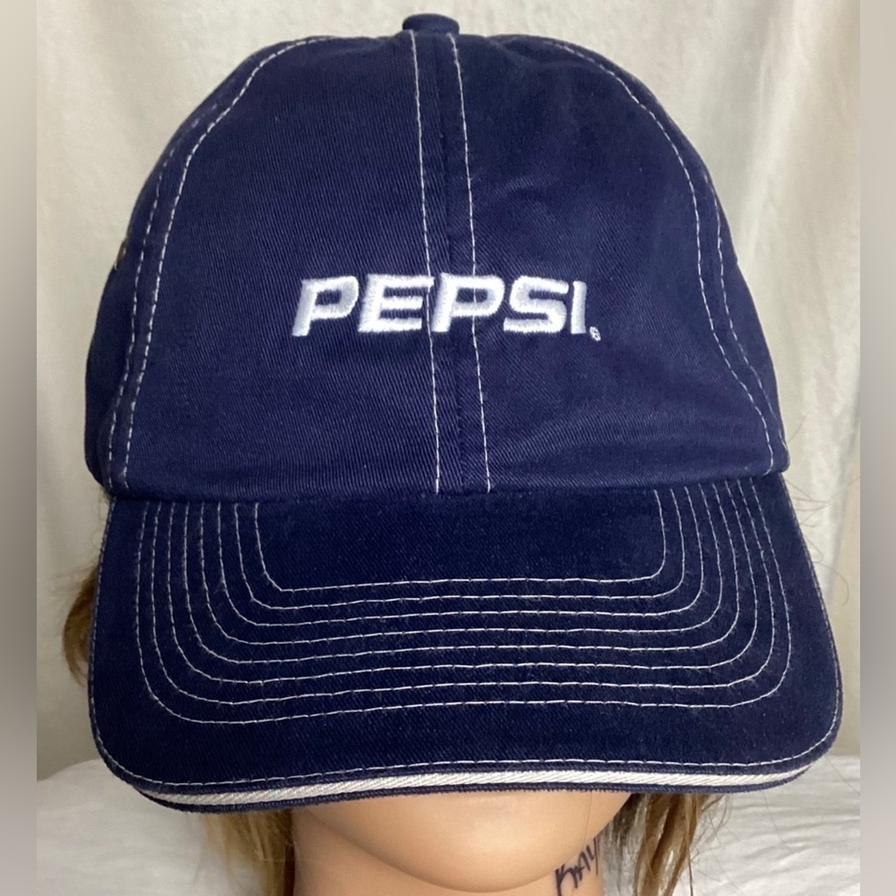 Pepsi-Cola Embroidered Logo Adjustable Blue Adult One-Size Hat Baseball Cap New!